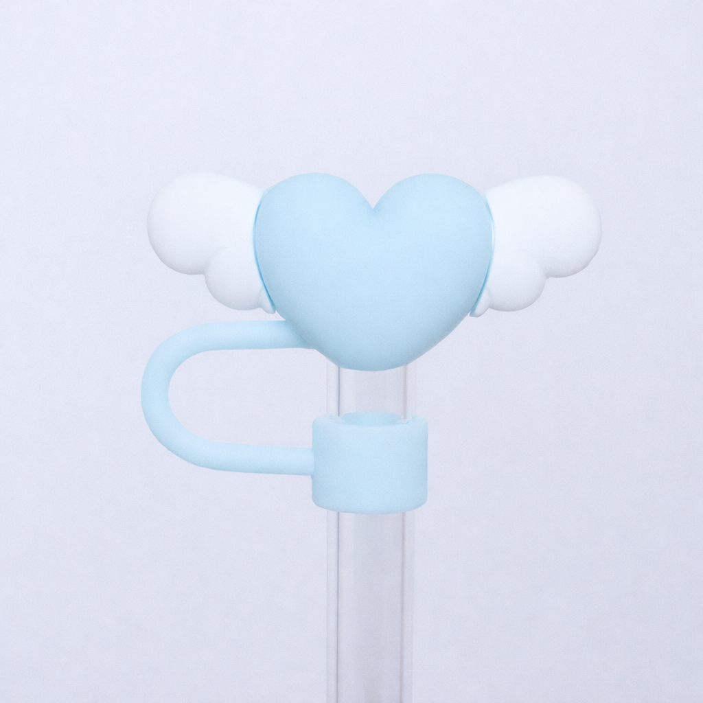 Bowee Heart Straw topper Blue