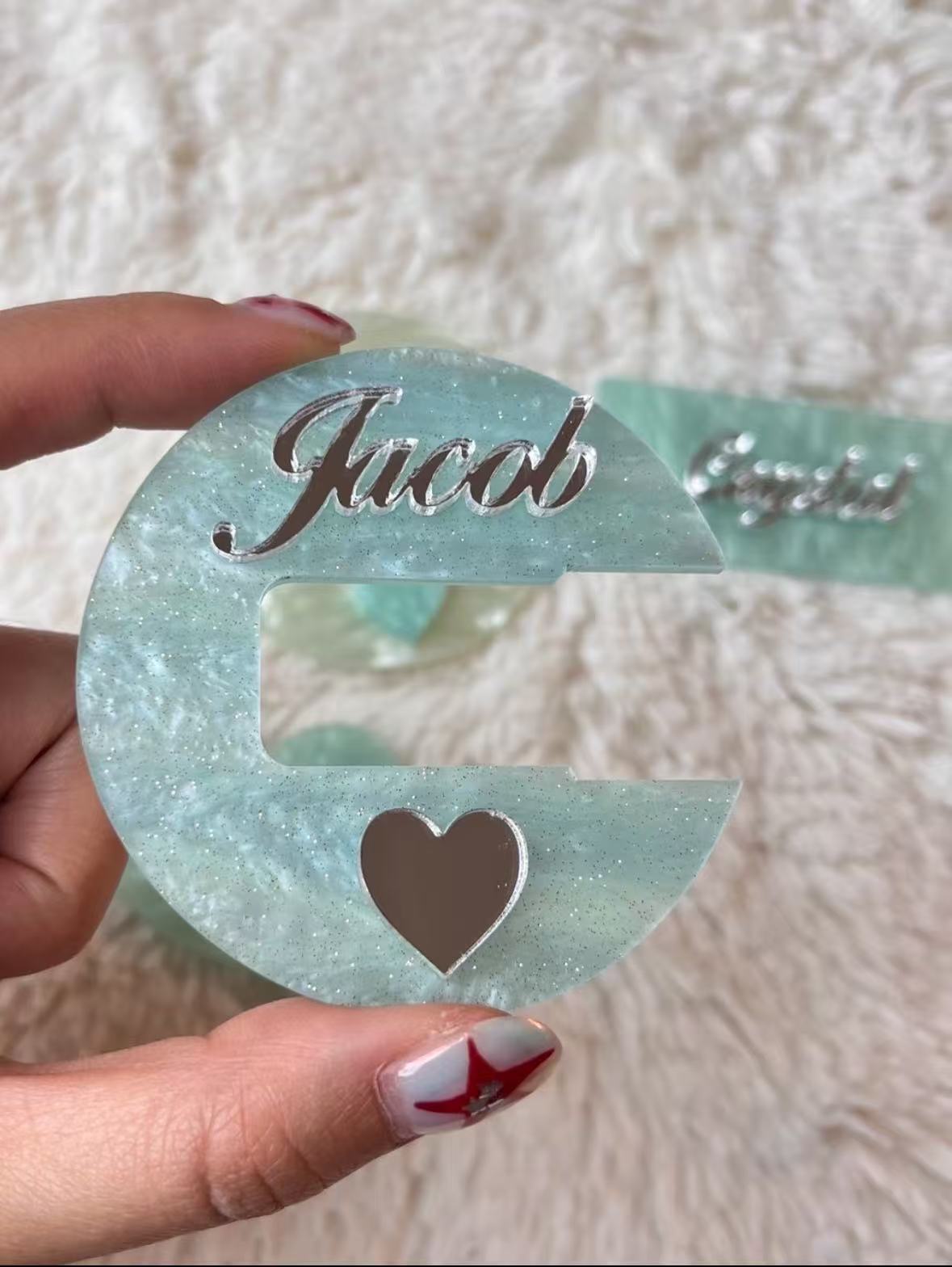 Bowee Flip Straw Heart Stanley Name Plate