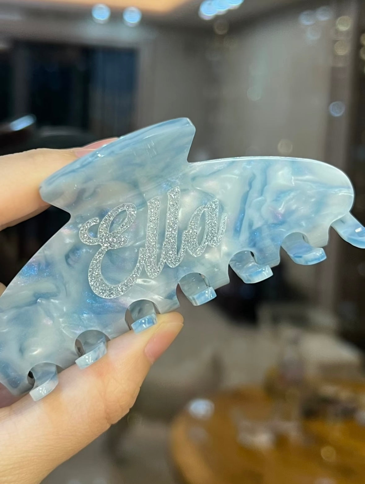 Bowee Custom Name Hair Claw Blue