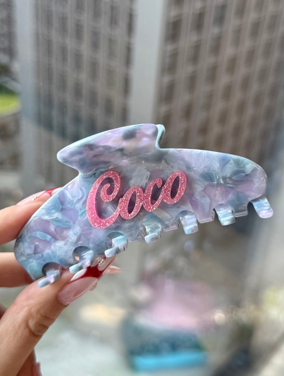 Bowee Custom Name Hair Claw Navy
