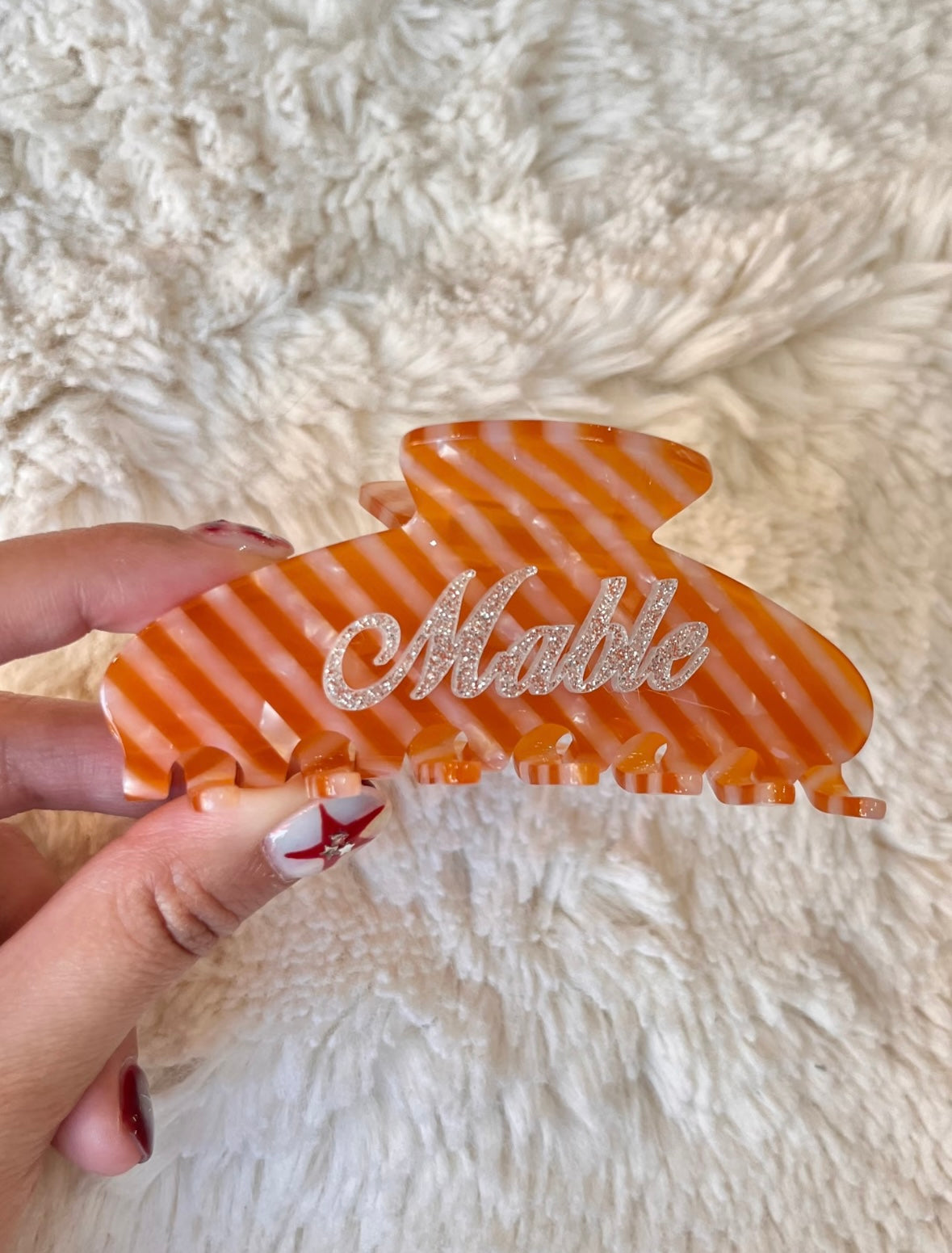 Bowee Custom Name Hair Claw Orange